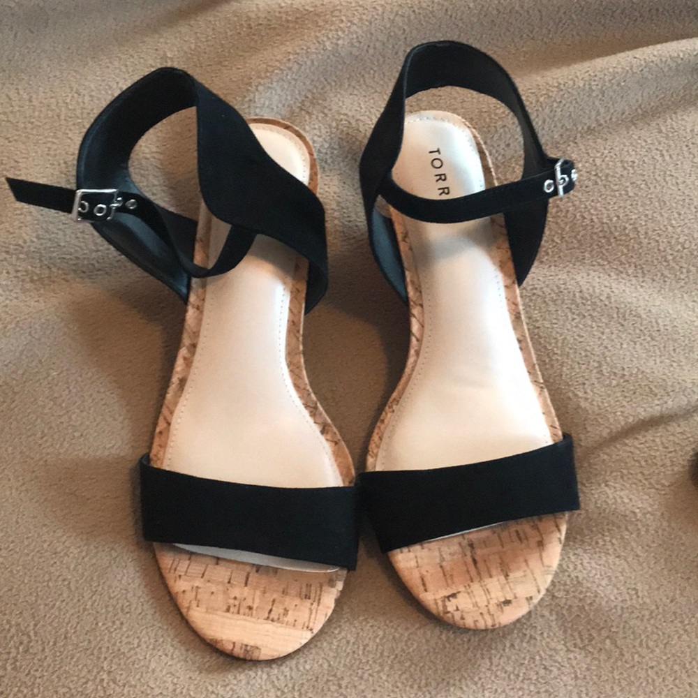 Torrid Black cork mini wedge-Never Worn